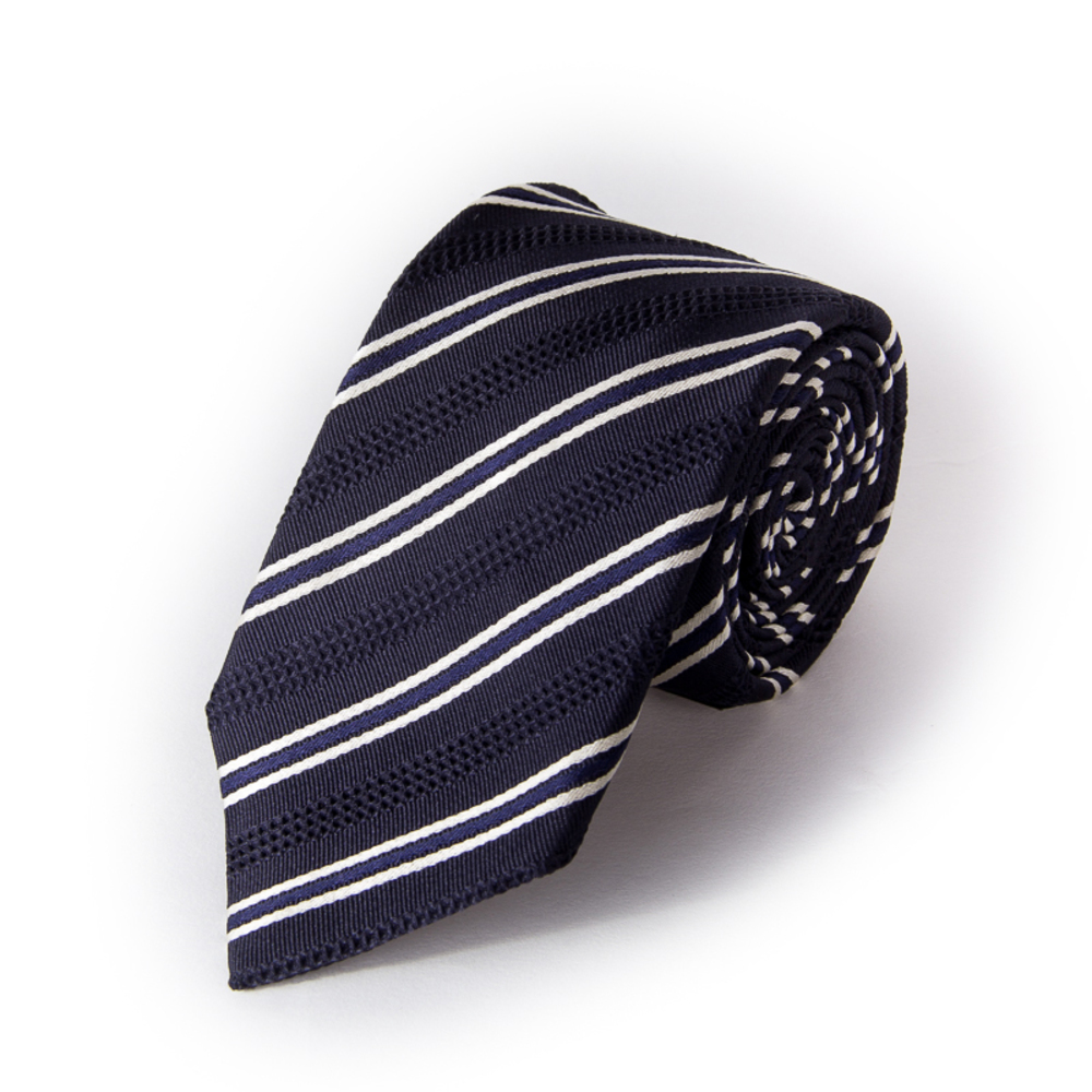 CARUSO BLUE & WHITE STRIPED TIE | MENS